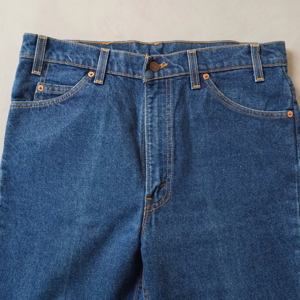 Vintage Levis 517 Jeans 35x32 Mens Blue Orange Tab Bootcut USA Made Dark